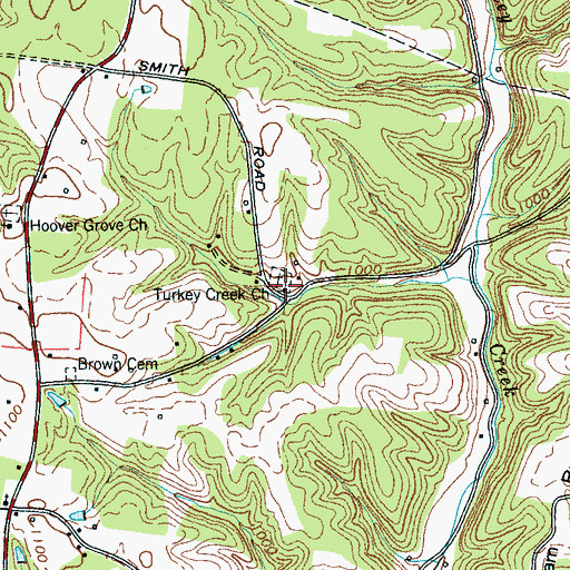 Topographic Map of Turkey Creek Church, TN