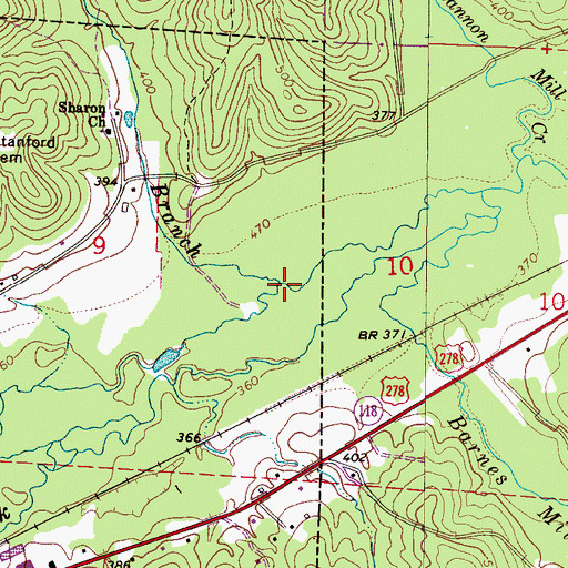 Topographic Map of Stanford Branch, AL