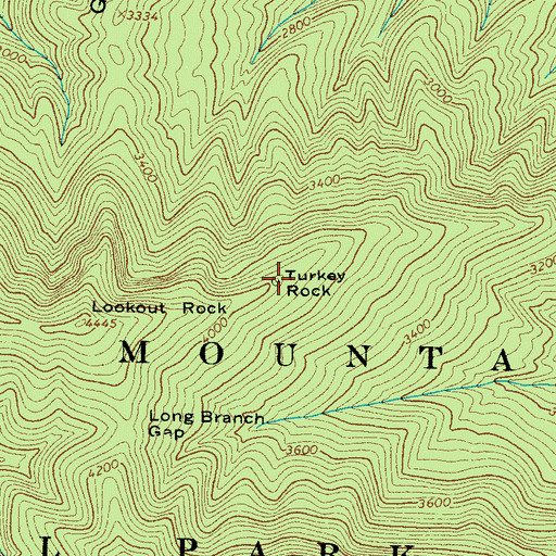 Topographic Map of Turkey Rock, TN