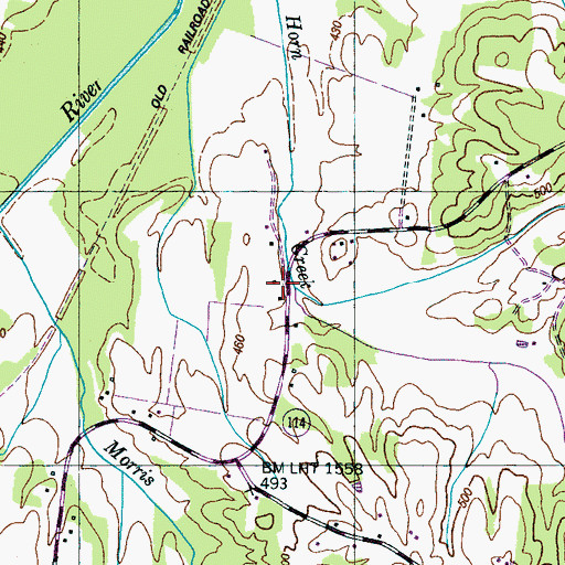 Topographic Map of Turkeypen Branch, TN