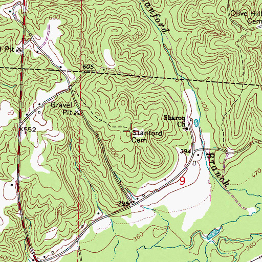 Topographic Map of Stanford Cemetery, AL