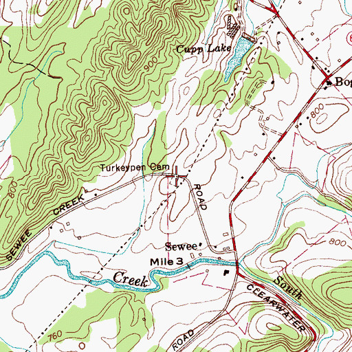 Topographic Map of Turkeypen Cemetery, TN