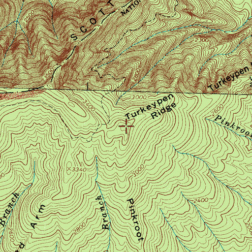 Topographic Map of Turkeypen Ridge, TN