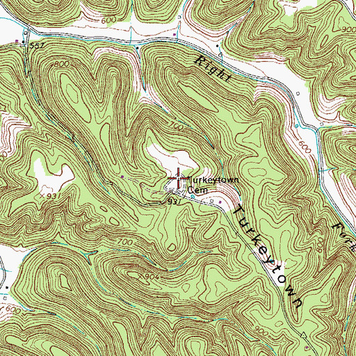 Topographic Map of Turkeytown Cemetery, TN