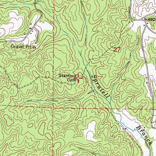 Topographic Map of Stanford Cemetery, AL