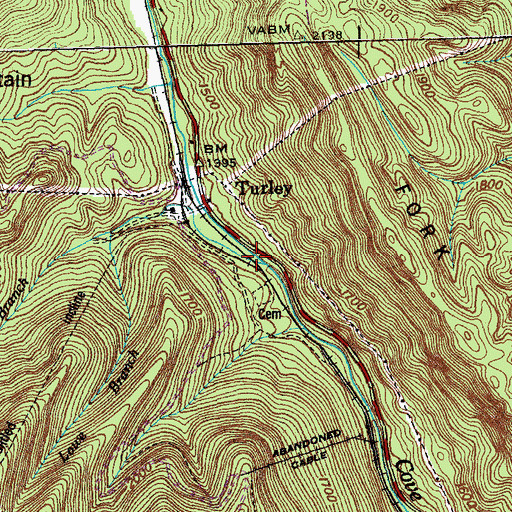 Topographic Map of Turley Branch, TN