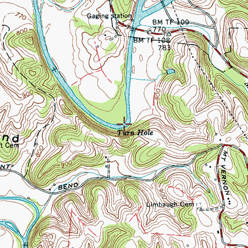 Topographic Map of Turn Hole, TN