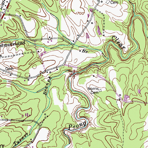 Topographic Map of Turner Branch, TN