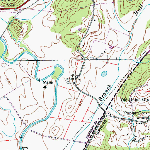 Topographic Map of Turner Cemetery, TN