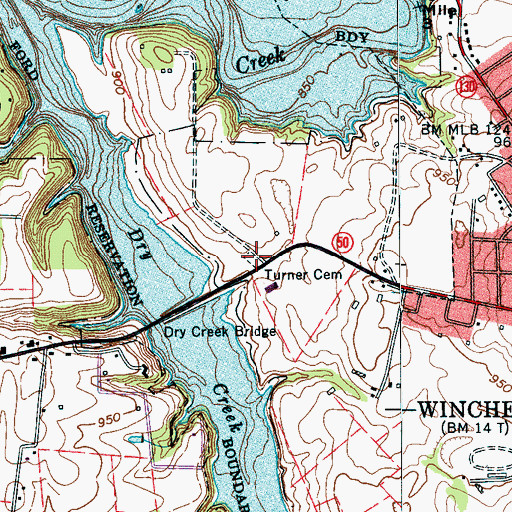 Topographic Map of Turner Cemetery, TN