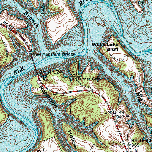 Topographic Map of Turner Cemetery, TN