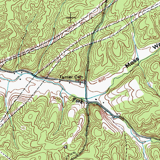 Topographic Map of Turner Cemetery, TN