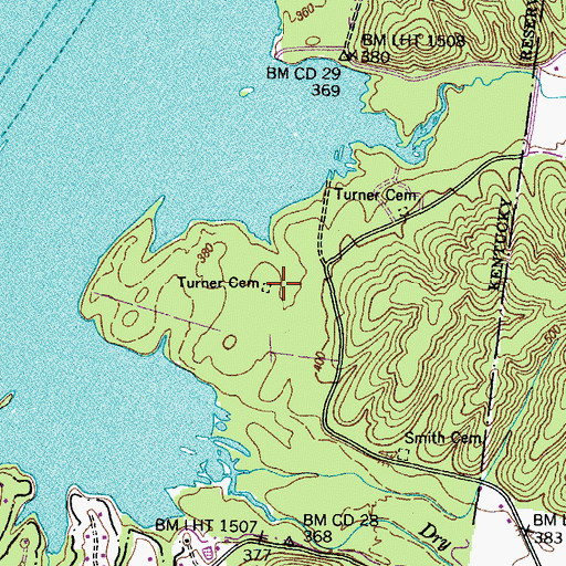 Topographic Map of Turner Cemetery, TN