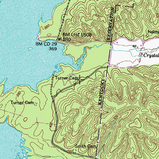Topographic Map of Turner Cemetery, TN