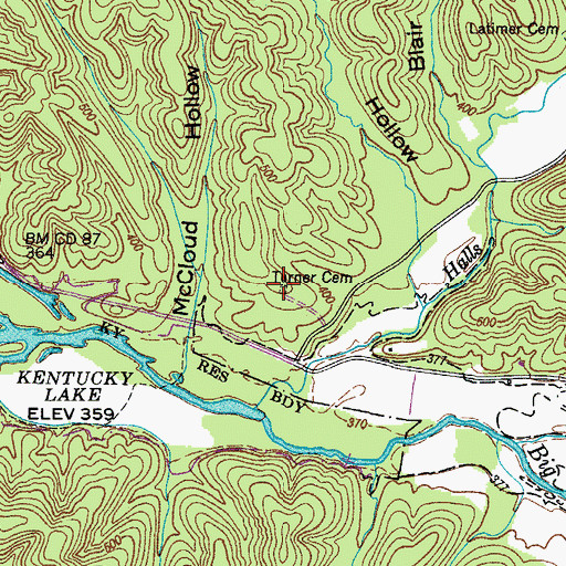 Topographic Map of Turner Cemetery, TN