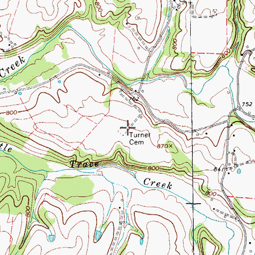 Topographic Map of Turner Cemetery, TN