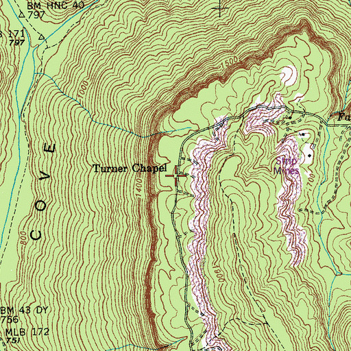 Topographic Map of Turner Chapel, TN