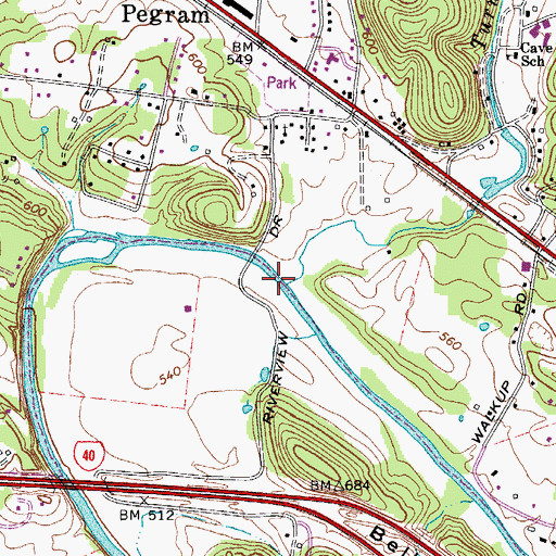 Topographic Map of Turner Creek, TN