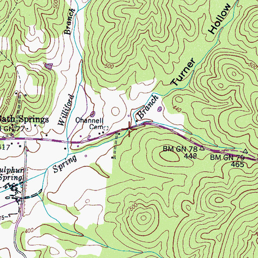 Topographic Map of Turner Hollow, TN