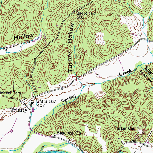 Topographic Map of Turner Hollow, TN