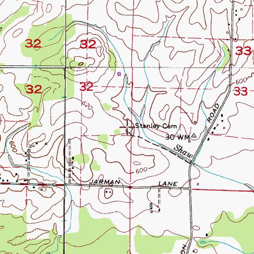 Topographic Map of Stanley Cemetery, AL