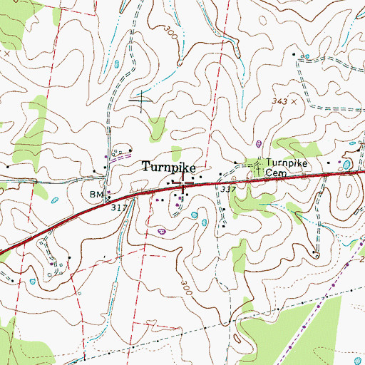 Topographic Map of Turnpike, TN