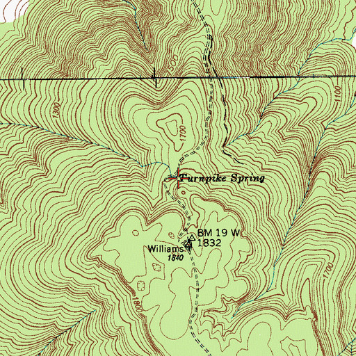 Topographic Map of Turnpike Spring, TN