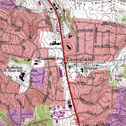 Topographic Map of Tusculum, TN