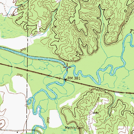 Topographic Map of Tuscumbia River, TN