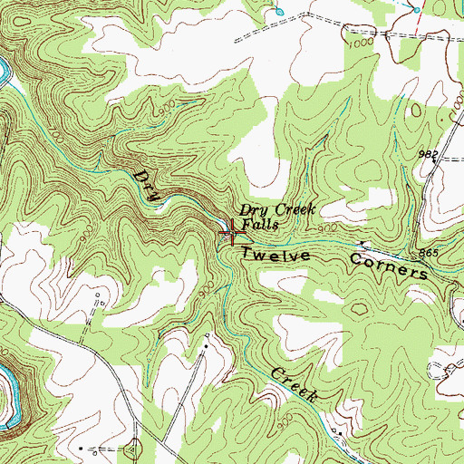 Topographic Map of Twelve Corners Hollow, TN