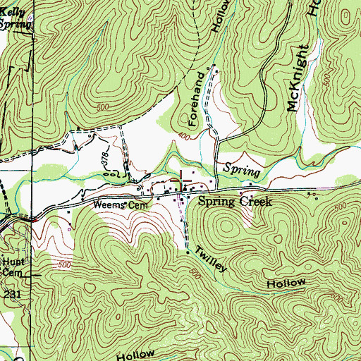 Topographic Map of Twilley Hollow, TN