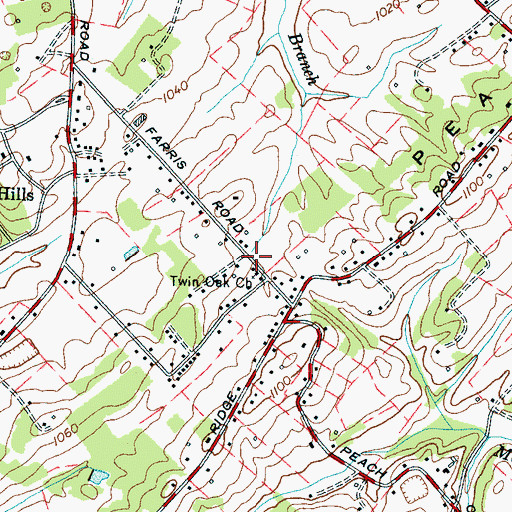 Topographic Map of Twin Oak Church, TN