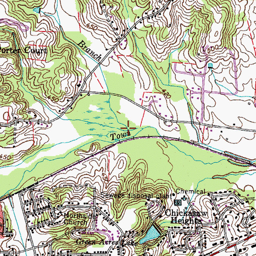 Topographic Map of Twomile Branch, TN