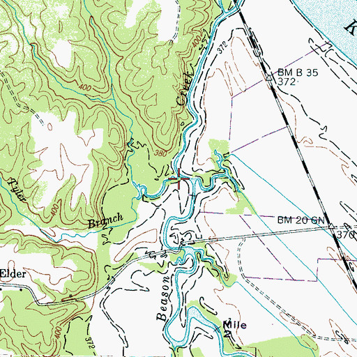 Topographic Map of Tyler Branch, TN