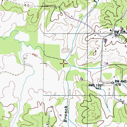 Topographic Map of Tyler Branch, TN