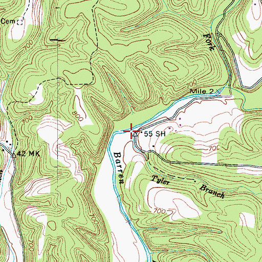 Topographic Map of Tyler Branch, TN