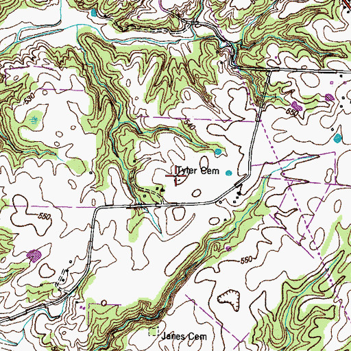 Topographic Map of Tyler Cemetery, TN
