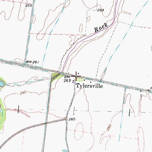 Topographic Map of Tylersville, TN