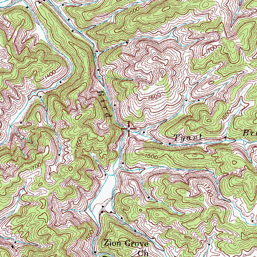 Topographic Map of Tyrant Branch, TN