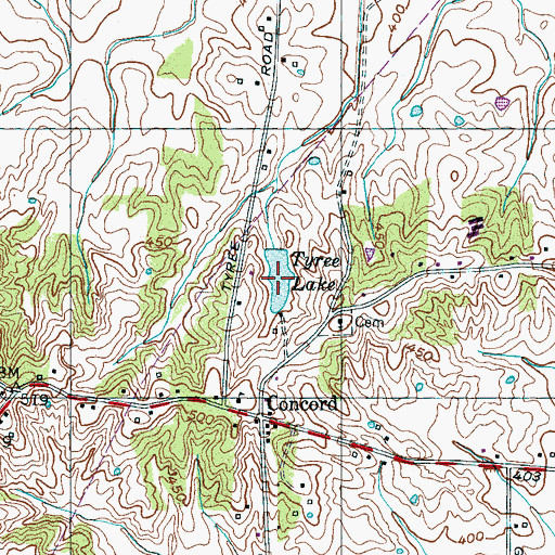 Topographic Map of Tyree Lake, TN