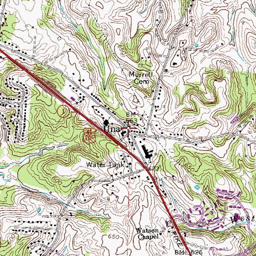Topographic Map of Una, TN