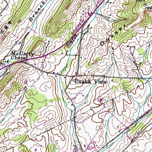 Topographic Map of Unaka View, TN