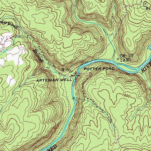 Topographic Map of Underwood Branch, TN
