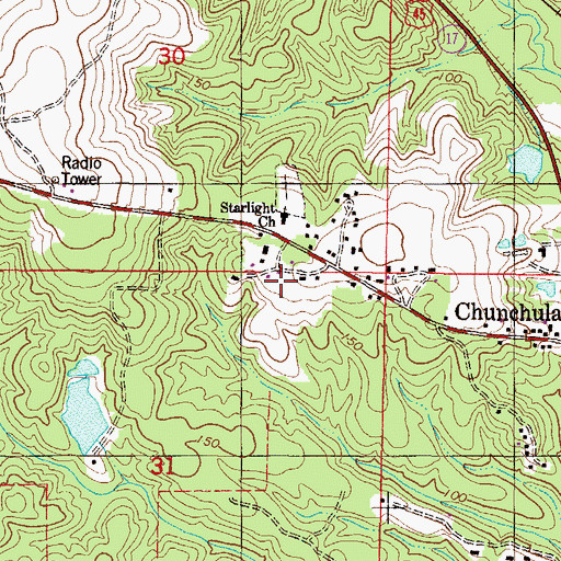 Topographic Map of Starlight School, AL