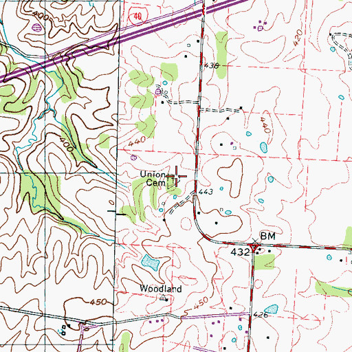 Topographic Map of Union Cemetery, TN