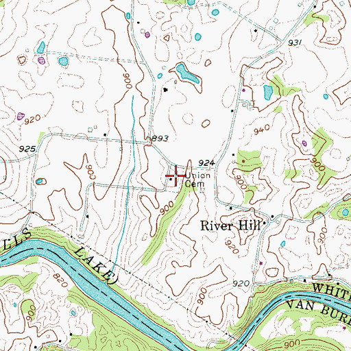 Topographic Map of Union Cemetery, TN