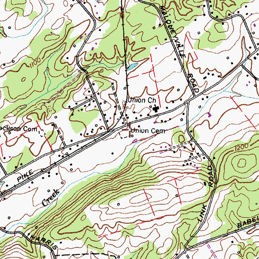 Topographic Map of Union Cemetery, TN