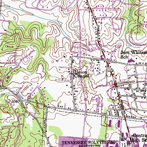 Topographic Map of Union Chapel, TN