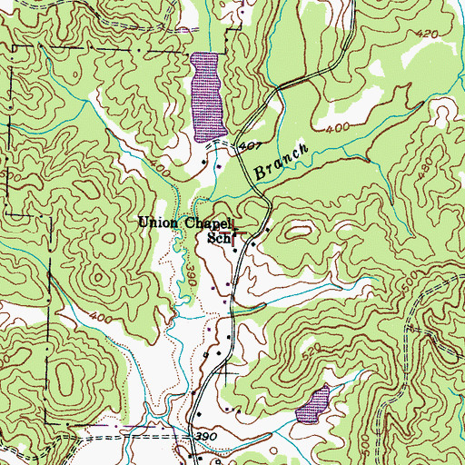 Topographic Map of Union Chapel School, TN