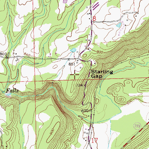 Topographic Map of Starling Gap, AL